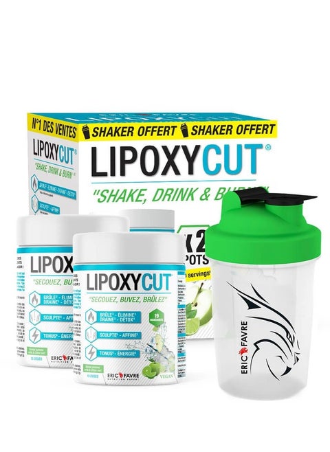 Lipoxycut Weight Loss Supplements - Set of 2 Bottles fat burners - Green Apple-Lime Vegan | Free Shaker