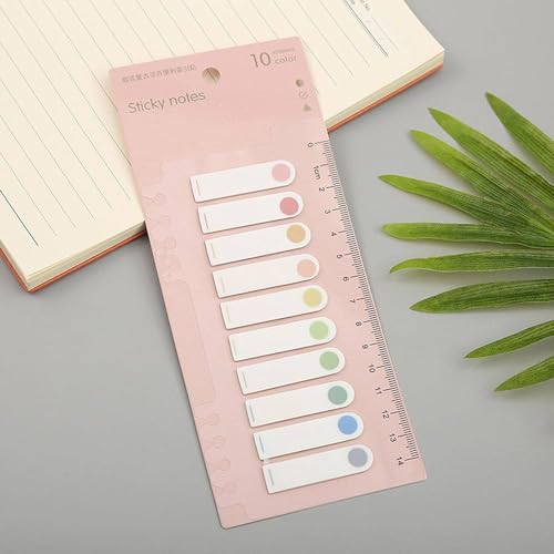 SHUTTLE ART 200 Pcs Index Tabs Sticky Tabs, Index Tabs Sticky Tabs Sticky Notes Flags with Ruler Sticky Note, Writable Page Sticky Notes for Home, Office, School, Sticks Securely Removes Cleanly - Image 1