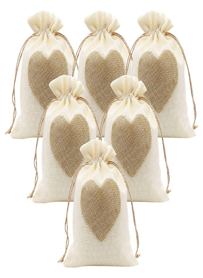 SumDirect Heart Burlap Bags with Drawstring - 36Pcs 5x7Inch Beige Small Linen Gift Pouch for Wedding, Baby shower Favor Gift Bags - Image 1