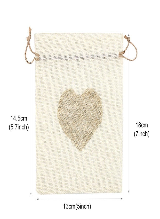 SumDirect Heart Burlap Bags with Drawstring - 36Pcs 5x7Inch Beige Small Linen Gift Pouch for Wedding, Baby shower Favor Gift Bags - Image 2