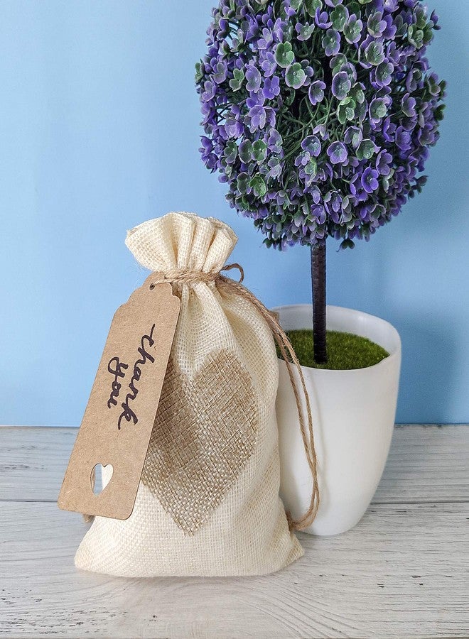 SumDirect Heart Burlap Bags with Drawstring - 36Pcs 5x7Inch Beige Small Linen Gift Pouch for Wedding, Baby shower Favor Gift Bags - Image 5