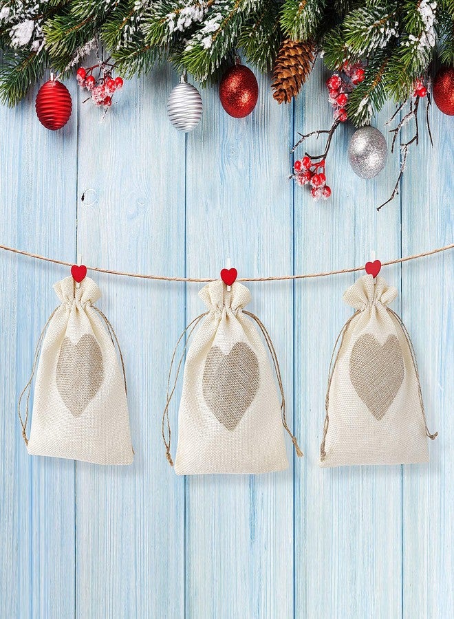 SumDirect Heart Burlap Bags with Drawstring - 36Pcs 5x7Inch Beige Small Linen Gift Pouch for Wedding, Baby shower Favor Gift Bags - Image 4