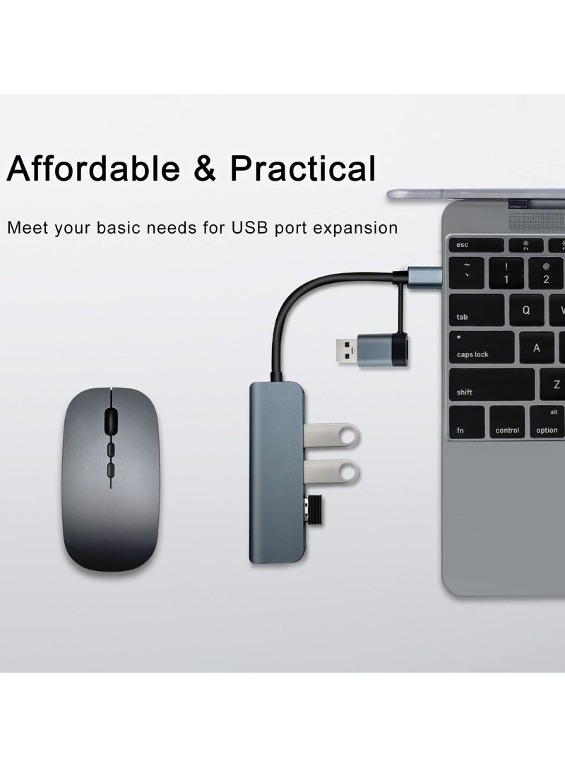 SYOSI Ultra Slim USB Hub with 4 Ports, Double Adapter USB C to USB 3.0 and 2.0, Aluminum Alloy USB Splitter, Extender for Desktop Computer, PC, Mobile Phone, and Type C and USB Devices - Image 4