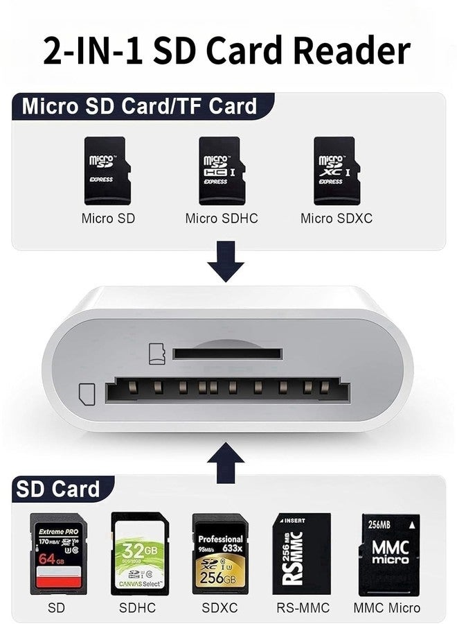 قارئ بطاقات SD لأجهزة iPhone و iPad و Mac، موصل مزدوج (Lightning و USB-C)، قارئ بطاقات ذاكرة، محول بطاقات SD لأجهزة iPhone، يدعم بطاقات SD/Micro SD، عارض بطاقات الكاميرات الرقمية لأجهزة iPhone، التوصيل والتشغيل - Image 3