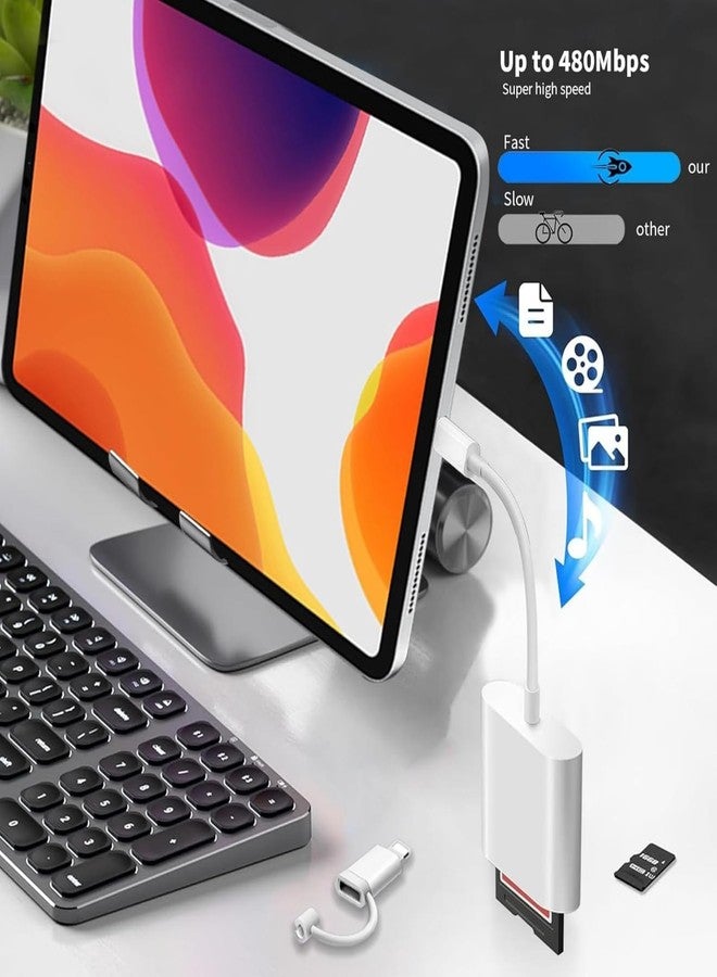 قارئ بطاقات SD لأجهزة iPhone و iPad و Mac، موصل مزدوج (Lightning و USB-C)، قارئ بطاقات ذاكرة، محول بطاقات SD لأجهزة iPhone، يدعم بطاقات SD/Micro SD، عارض بطاقات الكاميرات الرقمية لأجهزة iPhone، التوصيل والتشغيل - Image 4