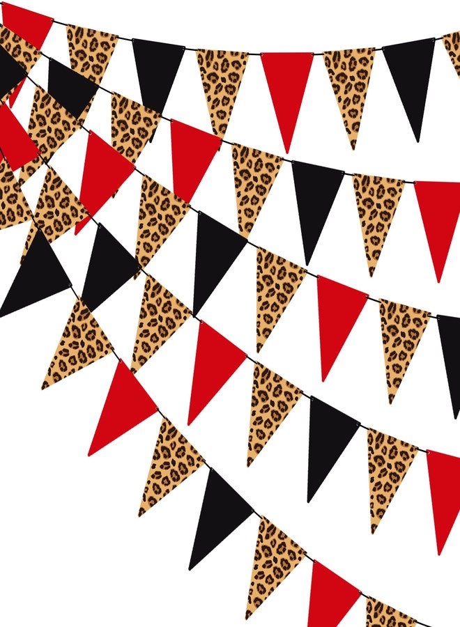 umoni Cheetah Print Party Supplies Leopard Print Pennant Banners 5PCS Cheetah Theme Birthday Party Decorations Leopard Triangular Flags Hanging Decor for Girls Night Out Bachelorette Banner - Image 1
