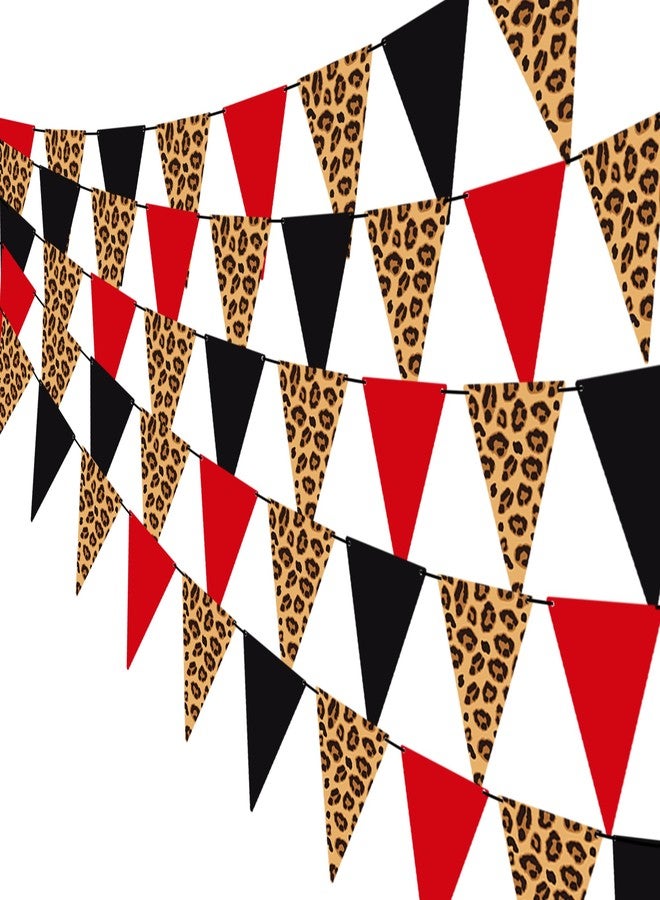 umoni Cheetah Print Party Supplies Leopard Print Pennant Banners 5PCS Cheetah Theme Birthday Party Decorations Leopard Triangular Flags Hanging Decor for Girls Night Out Bachelorette Banner - Image 2