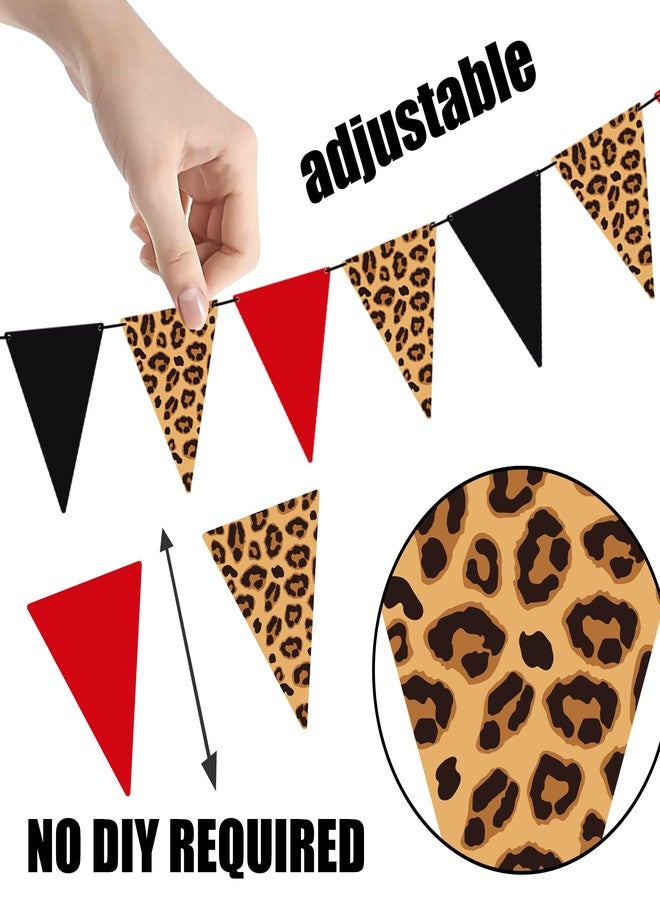 umoni Cheetah Print Party Supplies Leopard Print Pennant Banners 5PCS Cheetah Theme Birthday Party Decorations Leopard Triangular Flags Hanging Decor for Girls Night Out Bachelorette Banner - Image 3