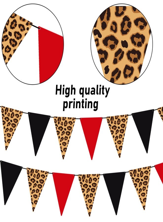 umoni Cheetah Print Party Supplies Leopard Print Pennant Banners 5PCS Cheetah Theme Birthday Party Decorations Leopard Triangular Flags Hanging Decor for Girls Night Out Bachelorette Banner - Image 4