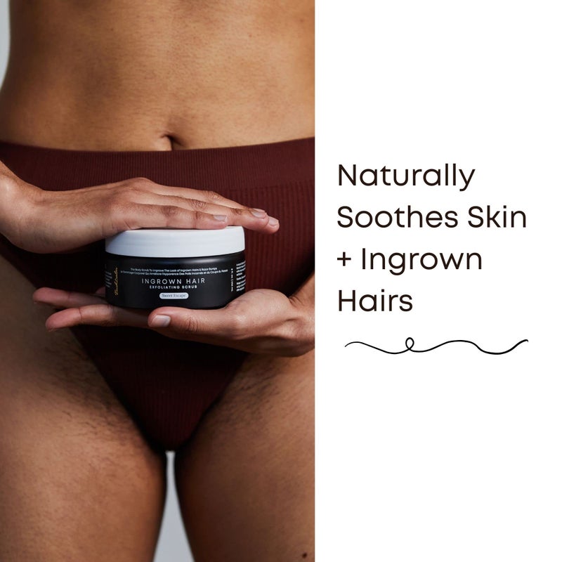 Bushbalm سكراب بوشبالم لتقشير الشعر الناشئ - يقلل من ظهور الشعر الناشئ ويساعد في نتوءات الإبط - يهدئ نتوءات الحلاقة، احمرار ما بعد الحلاقة والحكة - هروب حلو 236 مل - Image 4