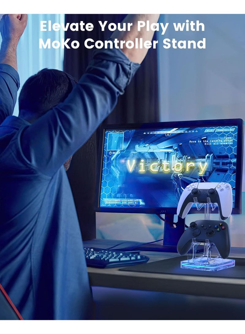 كيلا حامل جهاز التحكم في الألعاب قابل للشحن حامل جهاز التحكم في الألعاب الأكريليكي ثنائي الطبقات PS5/Xbox ONE/Switch حامل جهاز التحكم في الألعاب ملحقات الألعاب حامل سماعات رأس شفاف ومتين ومقاوم للانزلاق قابل لإعادة الشحن - Image 4