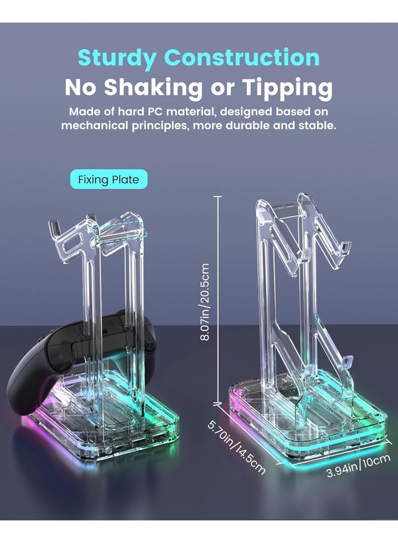 كيلا حامل جهاز التحكم في الألعاب قابل للشحن حامل جهاز التحكم في الألعاب الأكريليكي ثنائي الطبقات PS5/Xbox ONE/Switch حامل جهاز التحكم في الألعاب ملحقات الألعاب حامل سماعات رأس شفاف ومتين ومقاوم للانزلاق قابل لإعادة الشحن - Image 5