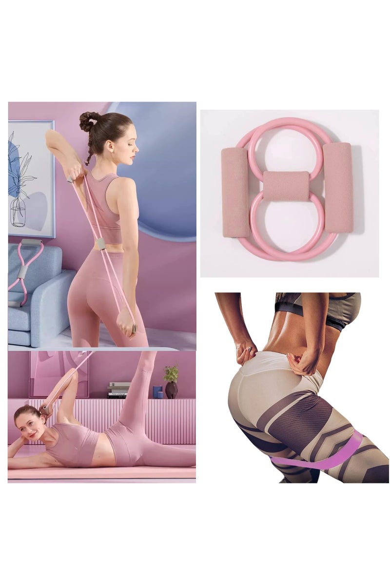 مجموعة أساسيات بيلاتيس للنساء - مجموعة بيلاتيس أفضل لتمارين اليوجا المنزلية مع حلقة بيلاتيس ومجموعة كرات، وأربطة للبطن، وأربطة مقاومة على شكل رقم 8، وأربطة يوغا للتمدد - Image 3
