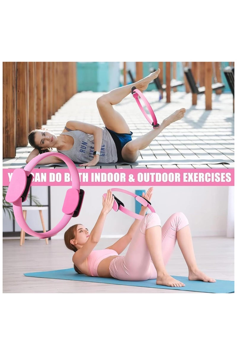 مجموعة أساسيات بيلاتيس للنساء - مجموعة بيلاتيس أفضل لتمارين اليوجا المنزلية مع حلقة بيلاتيس ومجموعة كرات، وأربطة للبطن، وأربطة مقاومة على شكل رقم 8، وأربطة يوغا للتمدد - Image 2