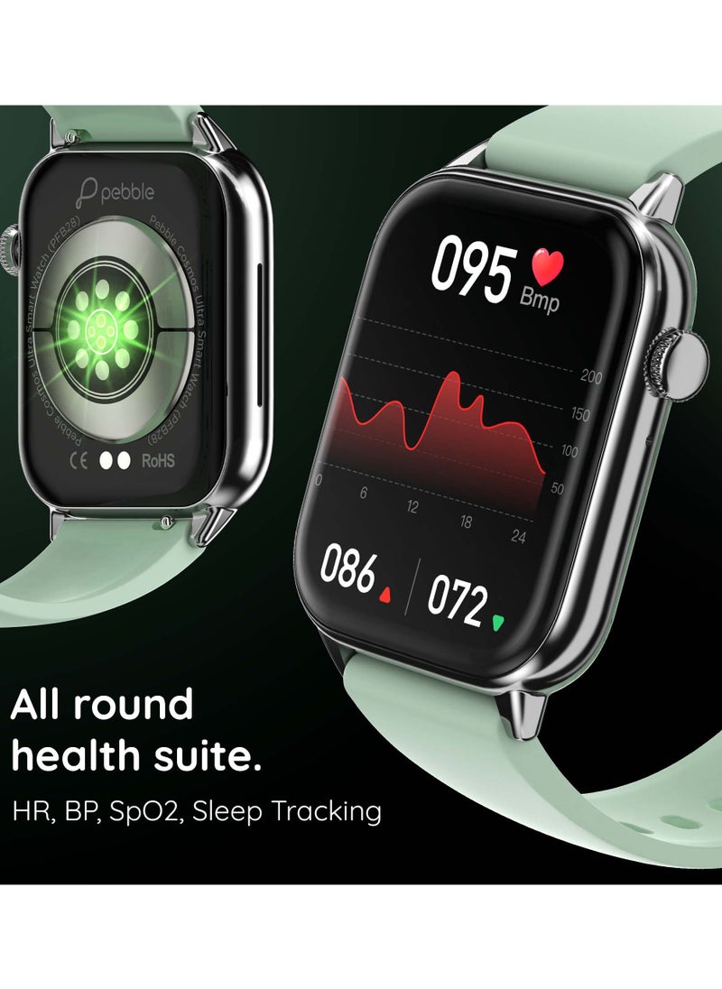 Pebble Orion Max, Wireless Charging, 1.91"HD Screen, Metallic Body, BT Calling, Fitness Tracker, Sleep & Heart Rate Monitor, 100+ Sport Modes, Smartwatch for Men - Mint Green  - Image 5