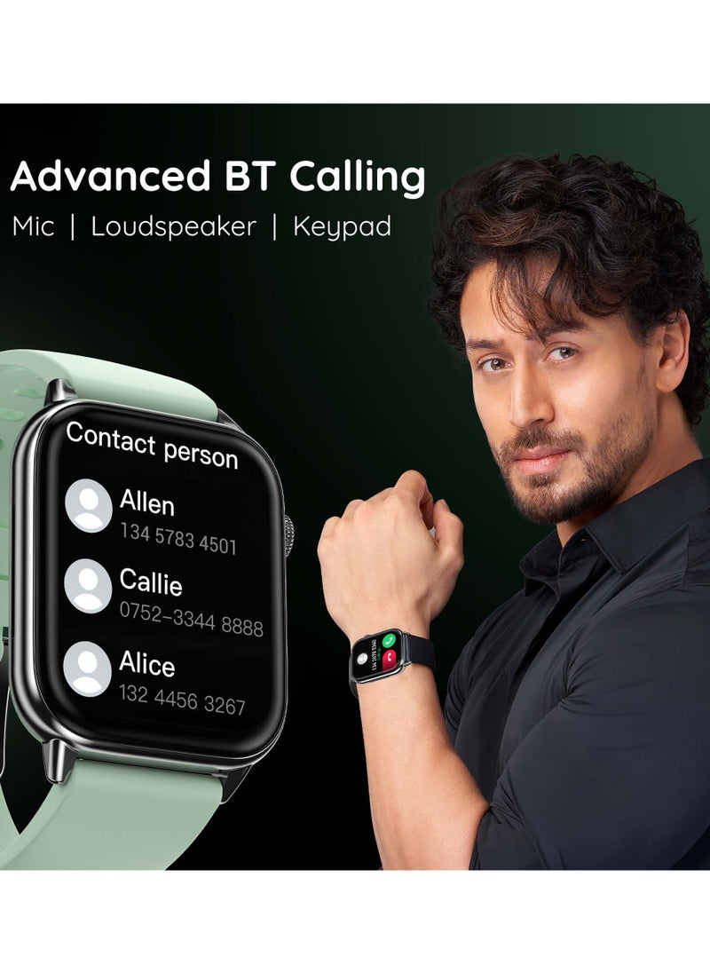 Pebble Orion Max, Wireless Charging, 1.91"HD Screen, Metallic Body, BT Calling, Fitness Tracker, Sleep & Heart Rate Monitor, 100+ Sport Modes, Smartwatch for Men - Mint Green  - Image 3