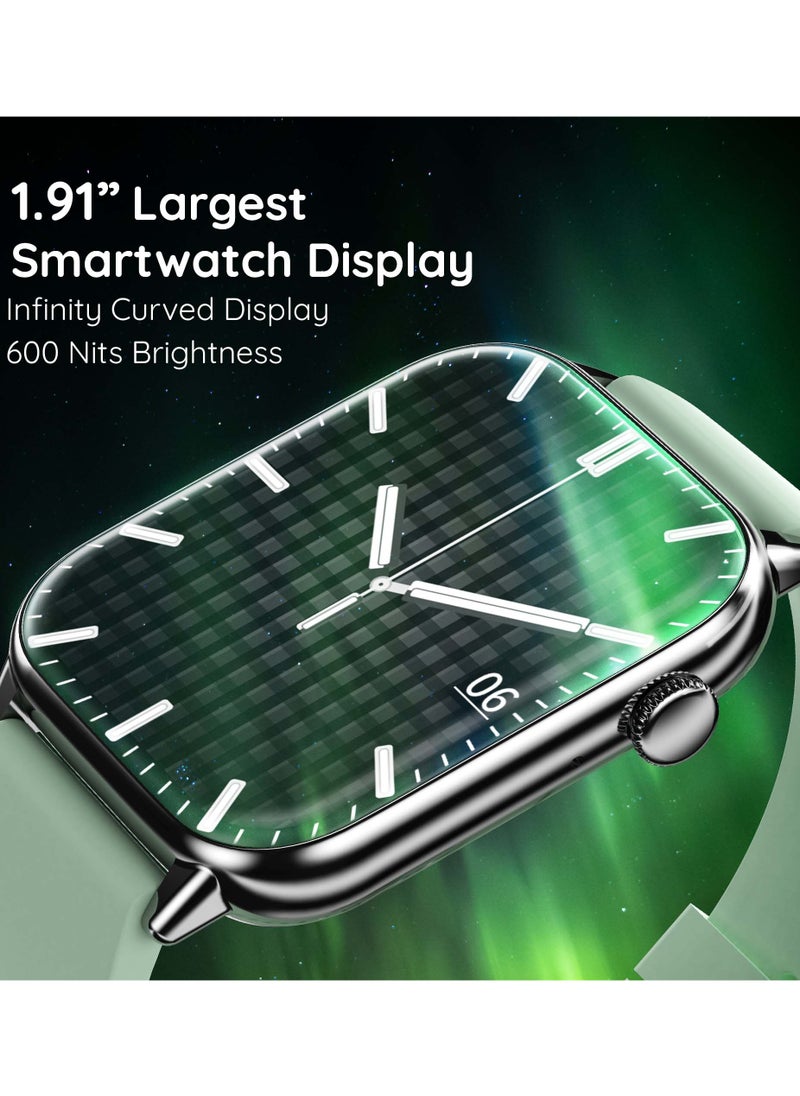 Pebble Orion Max, Wireless Charging, 1.91"HD Screen, Metallic Body, BT Calling, Fitness Tracker, Sleep & Heart Rate Monitor, 100+ Sport Modes, Smartwatch for Men - Mint Green  - Image 2