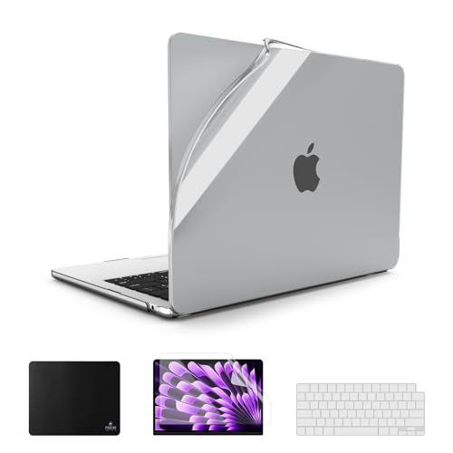 PHOCAR Ultra Clear Case for MacBook Air 13.6 Inch (2022–2025), Compatible with M4/M3/M2 Models A3240/A3113/A2681, Anti-Yellow Protective Cover with Keyboard Cover, Screen Protector & Mouse Pad - Image 1