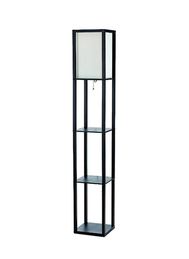 Glanfen - Remote Control Floor Lamp with Shelf, LED Modern Floor Lamp and Power Socket UK Linen Texture Shading for Living Room Bedroom, Office 9.5-watt White&Black 26x26x158 cm - Image 1
