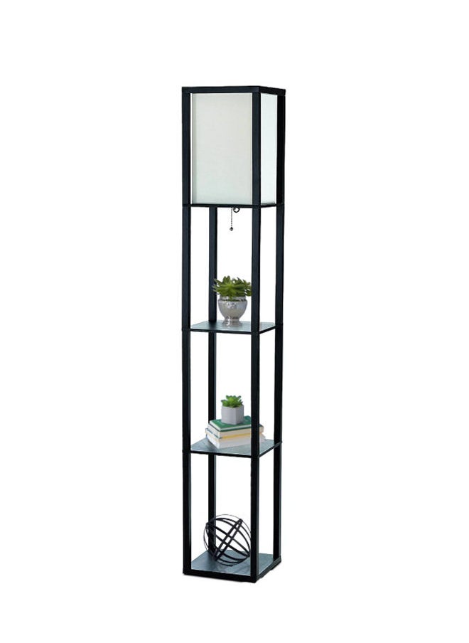 Glanfen - Remote Control Floor Lamp with Shelf, LED Modern Floor Lamp and Power Socket UK Linen Texture Shading for Living Room Bedroom, Office 9.5-watt White&Black 26x26x158 cm - Image 1