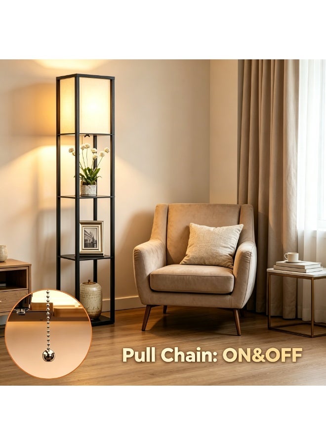 Glanfen Modern Floor Lamp with Shelves 3 Color Temperature Standing Lamp for Living Room Bedroom Office Home Decor Adjustable Lighting Black - Image 5