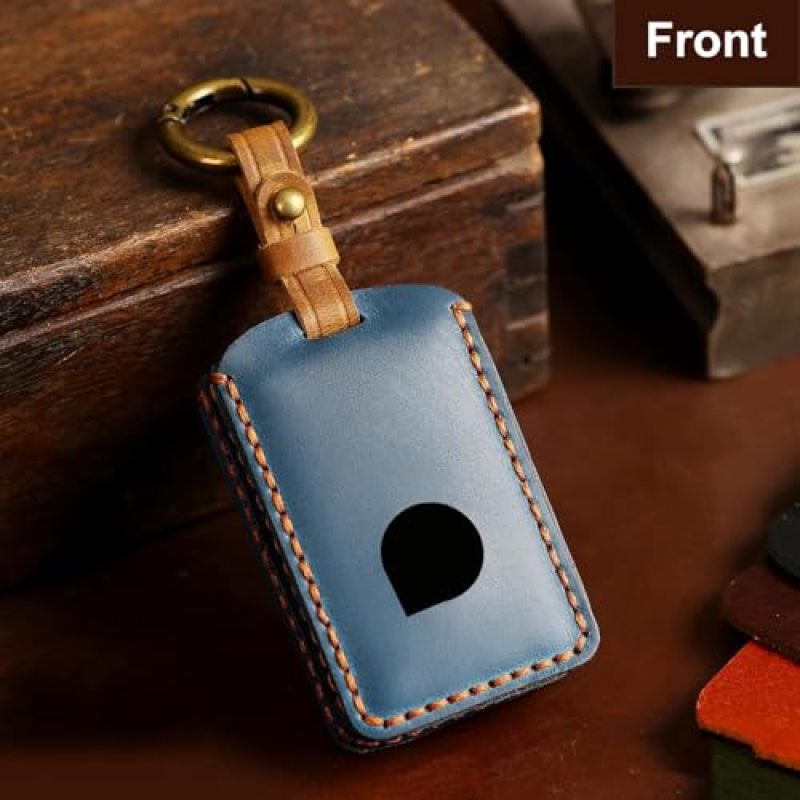 Blue Screwless Leather Key Case (Compatible with Volvo XC90/XC60/XC40/S60/S90/V90, Polestar 1/2/3, and other models) - Image 3
