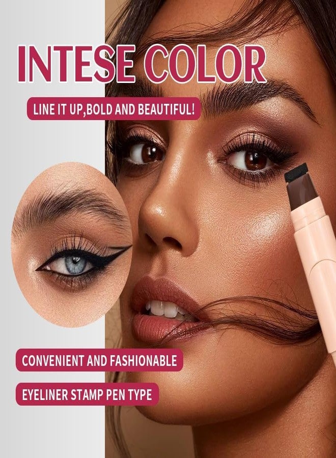 BANGFENG PAGE VINE Winged Eyeliner Stamp Pen with Left & Right Cat Eye Stamps, 90° Rotating Dual End Eyeliner Tool, Quick Dry Smudge Proof Long Lasting Black Liquid Eyeliner for Perfect Symmetrical Wings - Image 3