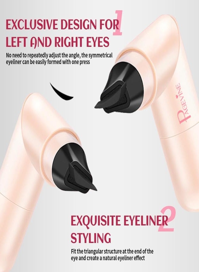 BANGFENG PAGE VINE Winged Eyeliner Stamp Pen with Left & Right Cat Eye Stamps, 90° Rotating Dual End Eyeliner Tool, Quick Dry Smudge Proof Long Lasting Black Liquid Eyeliner for Perfect Symmetrical Wings - Image 2