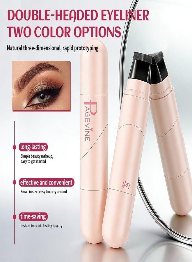 BANGFENG PAGE VINE Winged Eyeliner Stamp Pen with Left & Right Cat Eye Stamps, 90° Rotating Dual End Eyeliner Tool, Quick Dry Smudge Proof Long Lasting Black Liquid Eyeliner for Perfect Symmetrical Wings - Image 5