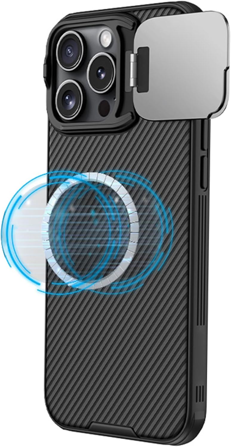 Slim Case for iPhone 16 Pro Max/16 Pro/16 Plus/16,Heavy Duty Protection Magnetic Non -Slip Case All -Inclusive Lens Flip Horizontal Stand Soft Shell (16 Pro Max,Black) - Image 1