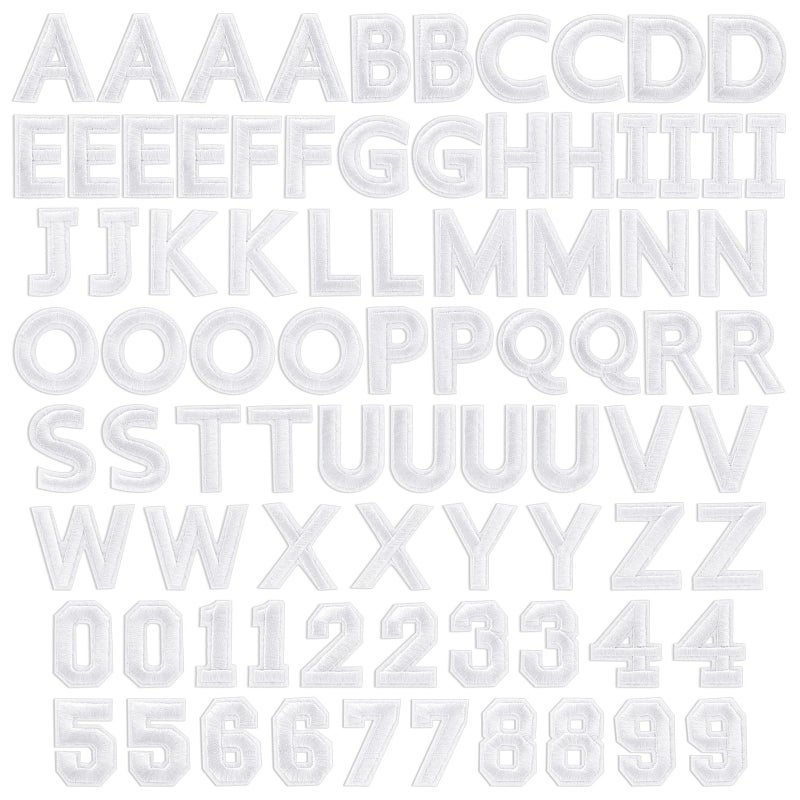 Bright Creations قطع تطريز حديدية مكونة من 82 قطعة من Bright Creations للحروف والأرقام للملابس والحقائب والتطبيقات والحرف اليدوية 1 في حزمة حروف وأرقام بيضاء