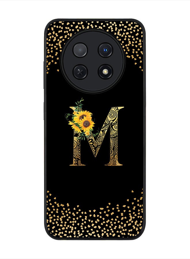 Stylizedd Cover for Huawei Nova Y91 4G / Huawei Enjoy 60X Case, Rugged Black Slim Fit Custom Monogram Initial Letter Mandala Floral Pattern Alphabet-M(Black) - Image 1