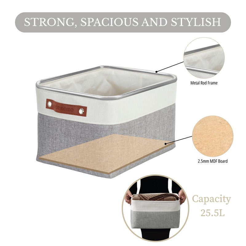 DECOMOMO Storage Baskets for Shelves - Fabric Storage Bins, Linen Closet Organizers and Storage (Grey & White, Large - 3 Pack) - Image 4