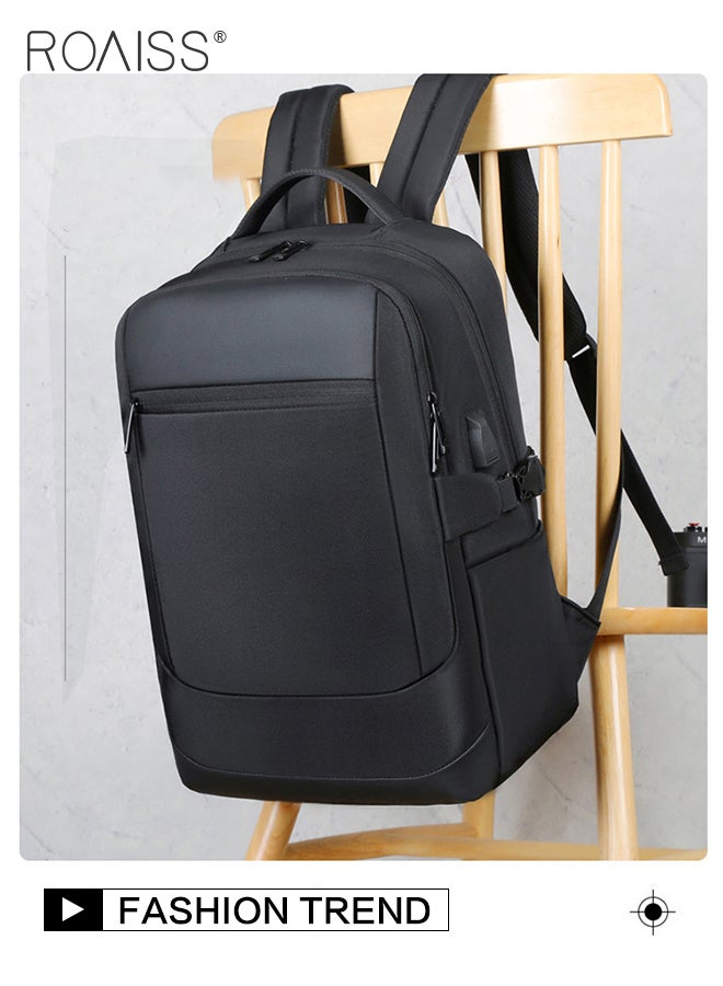 roaiss Multifunctional Travel Backpack for Men Double Layer Simple Business Commuter Computer Bag with Multi Compartment Design External USB Charging Interface Weight Saving and Wear Resistant  - Image 5