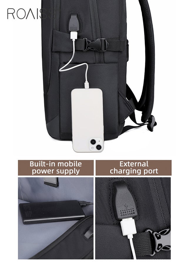 roaiss Multifunctional Travel Backpack for Men Double Layer Simple Business Commuter Computer Bag with Multi Compartment Design External USB Charging Interface Weight Saving and Wear Resistant  - Image 4