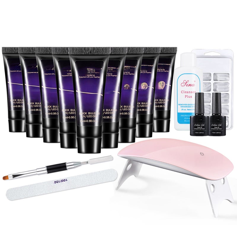 15ml Nail Glue Quick Building Gel UV Gel Spatula Brush Extension False Tips Set Mini UV Lamp - Image 1