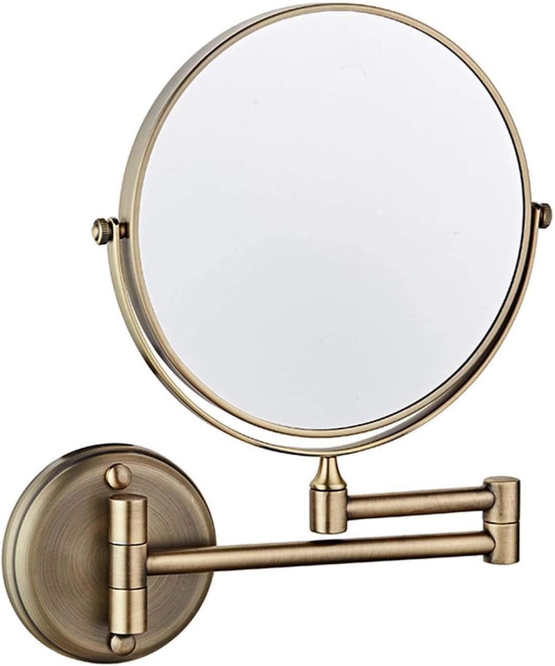 Plantex Premium Brass Magnifying Mirror/Two-Sided 360° Swivel Shaving Mirror with 5x/1x Magnification/Vanity Mirror for Bathroom (8 Inches-Black/Wall Mount) - Image 1