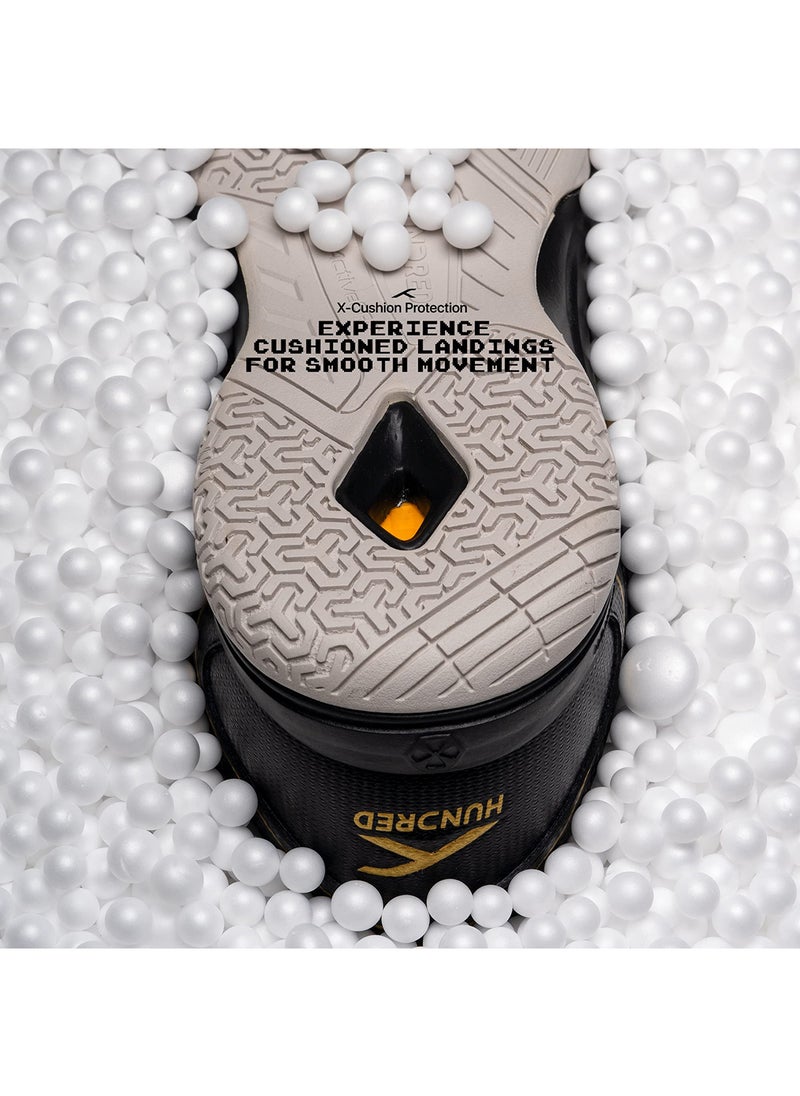 HUNDRED GoldRaze Non Marking Badminton Shoes for Men (Black/, Size: UK 10/US 11/EU 44) | Material Upper: Polyester, Sole: Rubber | Suitable for Indoor Tennis/Squash/Table Tennis/Basketball & Padel  - Image 4