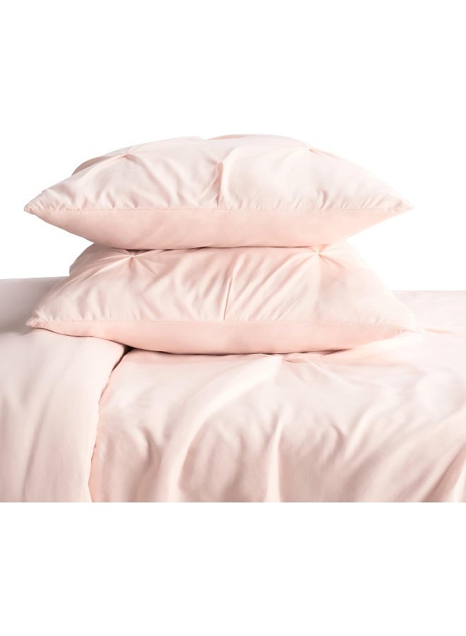 SERTA Simply Clean Ultra Soft 3 Piece Hypoallergenic Stain Resistant Pleated Duvet Cover Set, Full/Queen, Blush - Image 3