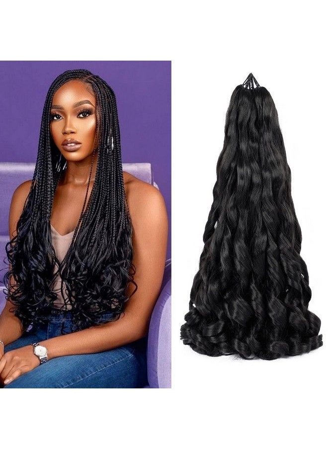 Colorful Queen - Pre Stretched Braiding Hair 22 Inch Bouncy French Curly Braiding Hair Loose Wavy Crochet Braids Hair For Black Women (7 Packs 1B#) - Image 1