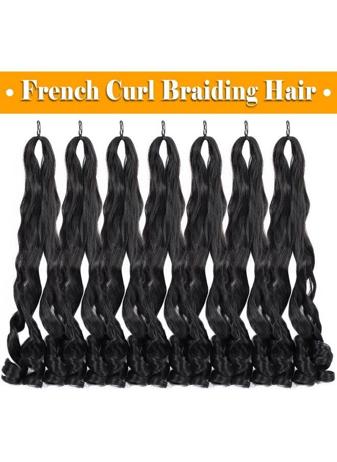 Colorful Queen - Pre Stretched Braiding Hair 22 Inch Bouncy French Curly Braiding Hair Loose Wavy Crochet Braids Hair For Black Women (7 Packs 1B#) - Image 1