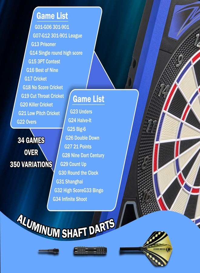 WIN.MAX Electronic Dart Board with Laser Toe Line, Soft Tip Digital Dartboard Set for Adults, Auto Scoring Dartboard with 12 Darts 100 Tips, Adapter/Batteries Use, Wall Mount for Home Bar or Outdoor - Image 5
