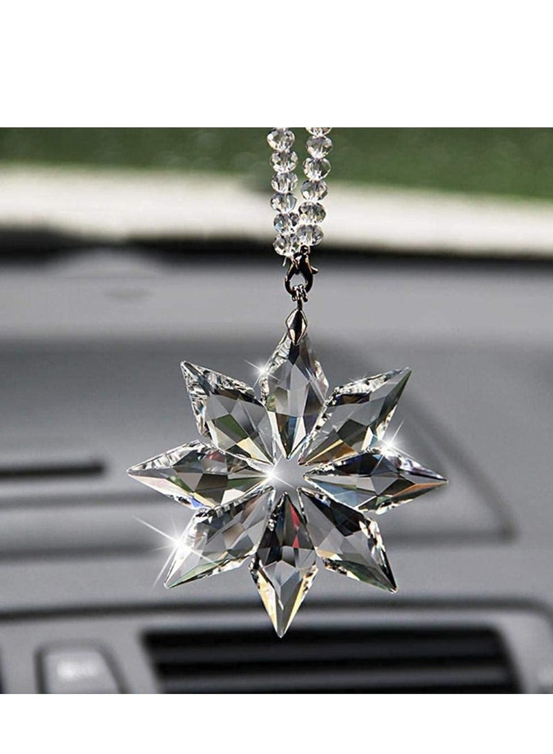 SYOSI Car Rear View Hanging Snowflake Crystal Mirror Pendant - Image 1
