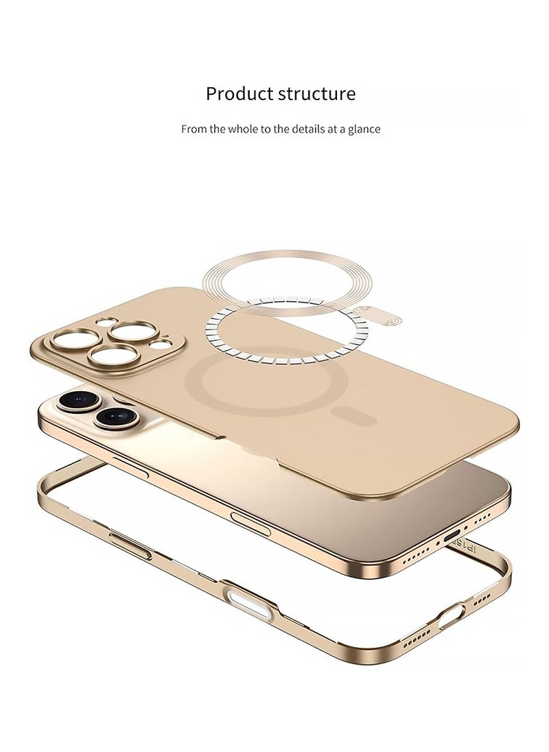 Compatible with iPhone 16 Pro Max Case 6.9 2024【 Magnetic Adsorption 】 Slim Compatible with Magsafe [Soft Bumper Full Signal] with Control Capture Button for 16ProMax Phone Cases Gold
