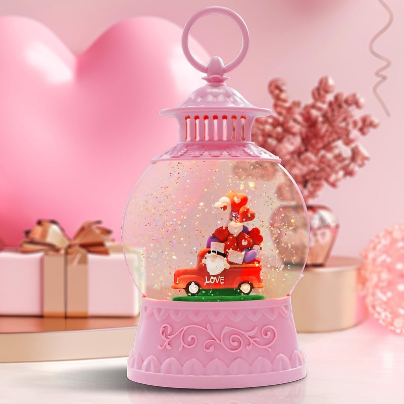 Aixuler Valentine Day Red Truck Snow Globe Musical Decor,Valentines Day Couple Red Truck Light Up Snow Globe 6H Timer, USB/Battery Operated,Valentines Day Gifts for Her, Teacher, Girls - Image 1
