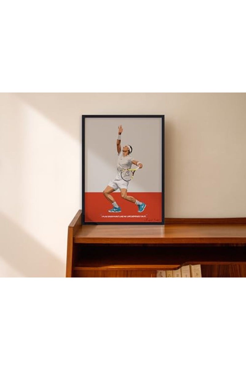 QUOTE - UNQUOTE ART Rafael Nadal Framed Poster - Tennis Frames - Original Art - 13x17 inches - Black Frame - Image 2