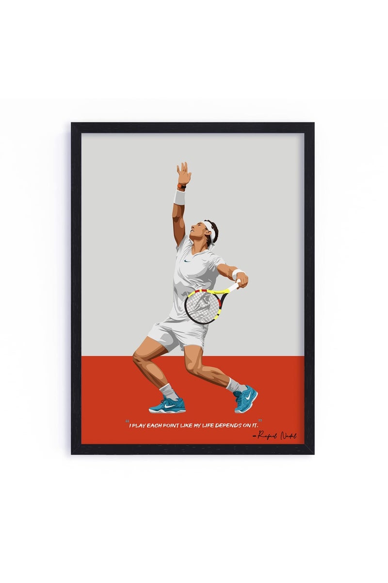 QUOTE - UNQUOTE ART Rafael Nadal Framed Poster - Tennis Frames - Original Art - 13x17 inches - Black Frame - Image 1
