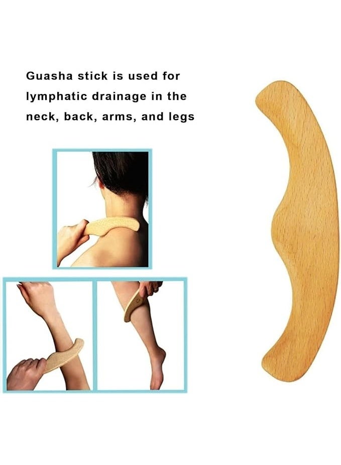 3-in-1 Body Massage Set, Vegan Dry Brush with Non-Slip Handle, 2 Wooden Lymphatic Drainage Tools - Image 4