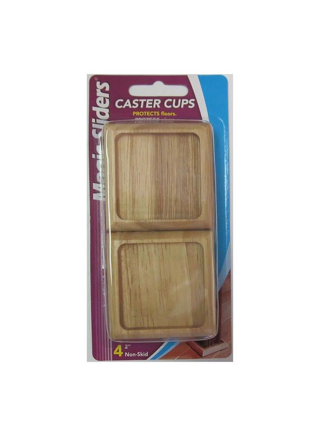 Magic Sliders 4-Piece Non-Skid Square Caster Cup Brown 2inch