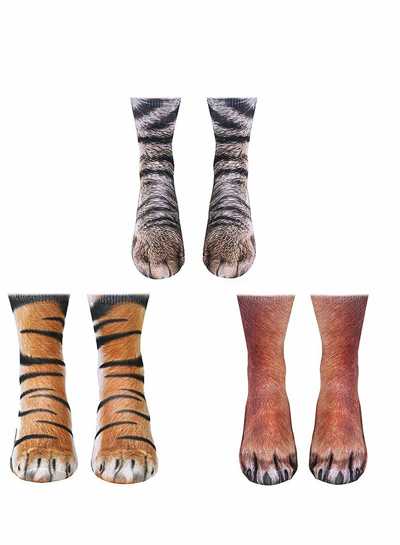 Excefore جوارب مخالب الحيوانات 3 أزواج مضحكة 3D للرجال والنساء والأطفال - Image 1